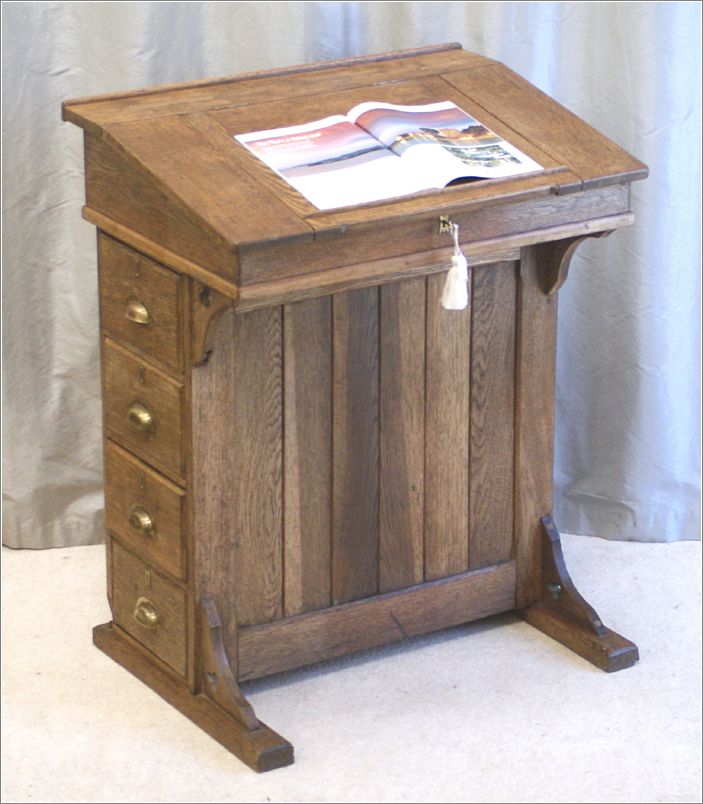4034 Antique Oak Clerks Desk - Lectern - Reception Desk (2)
